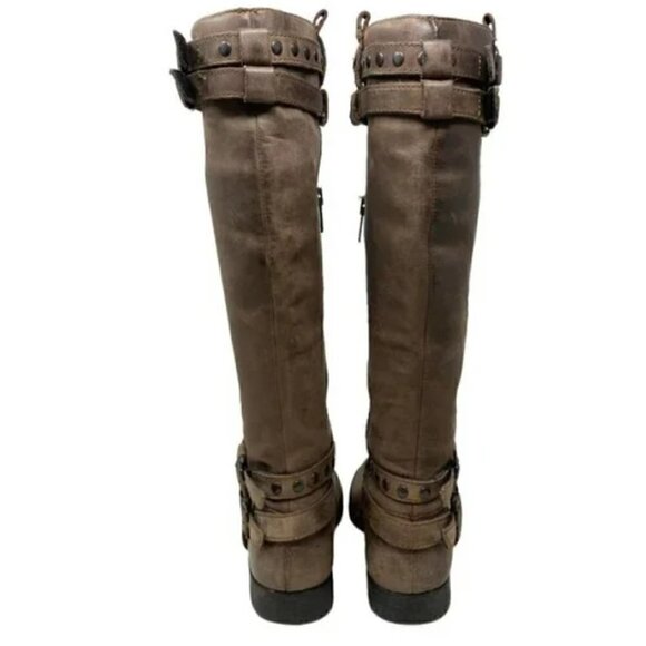 Born Gwynn Harness Knee High Brown Leather Double Buckle Riding Boots - Size 6.5 - Picture 7 of 10